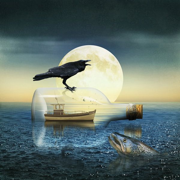 Bouteille navire en détresse par Monika Jüngling