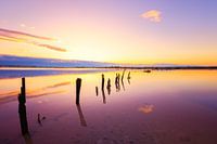 pink salt lake in Alicante at sunrise