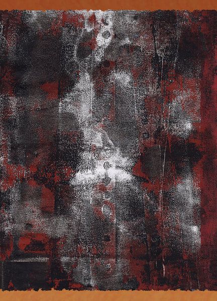 Moderne abstracte kunst. Organische vormen in warm bruin, roest en zwart. van Dina Dankers