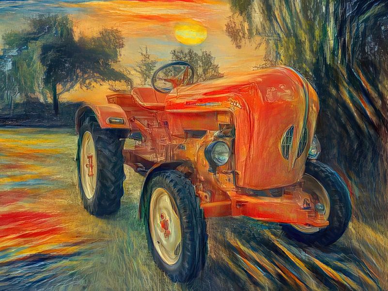 Tractor Porsche in style by Edvard Munch by Christian Lauer