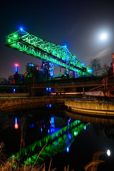 Duisburg landscape park with full moon by Marcel Rieck