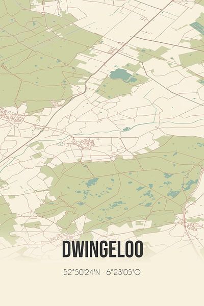 Vintage map of Dwingeloo (Drenthe) by Prints of Place