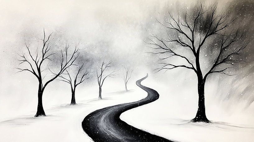 Winter landscape with winding path by Frank Heinz