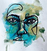Colorful portrait with abstract lines