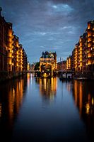 Blue hour at the Hamburg moated castle