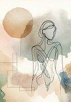 Abstract female line drawing with earthy colours
