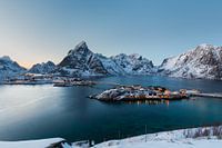 Winter landscape in Sakrisoy, Lofoten, Norway