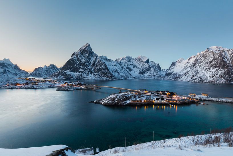 Winter landscape in Sakrisoy, Lofoten, Norway by Sander Groffen