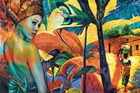 Buntes Leben im Dschungel. Afrikanische Mischtechnik