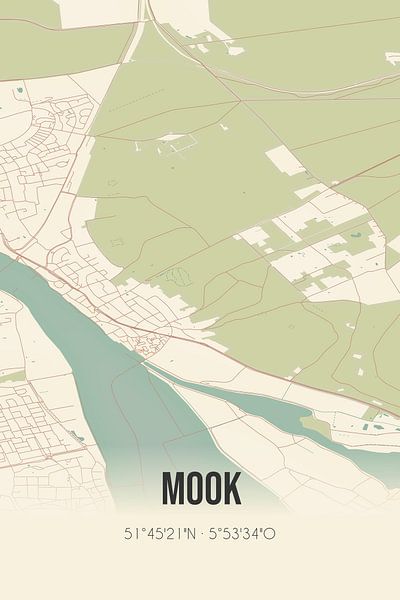 Vieille carte de Mook (Limbourg) par Affiches de lieux