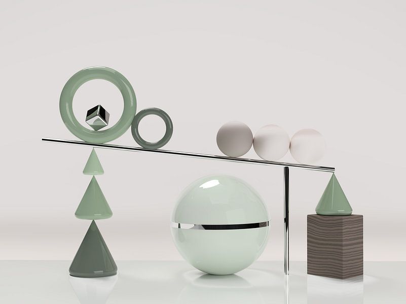 Cube en bois avec boule verte par shoott photography