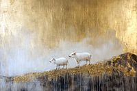 Pigs on a golden hill painting wall decoration