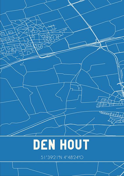 Blueprint | Carte | Den Hout (Brabant du Nord) par Affiches de lieux