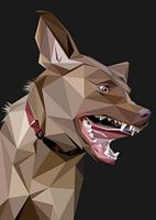 Dunkelbrauner Hund Wütend Low Poly