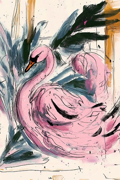 Pink swan by Franka Poulain