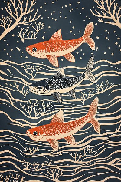 Maritimes Motiv mit drei Fischen von Frank Daske | Foto & Design