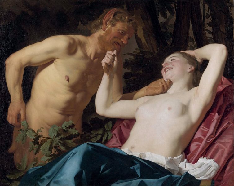 Nymph and Satyr - Gerard van Honthorst, 1623 by Atelier Liesjes
