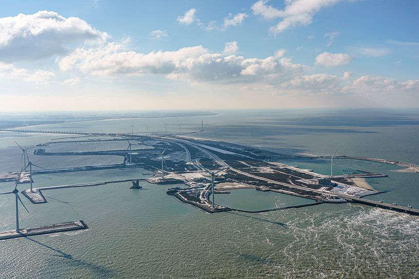 Former working island Neeltje Jans seen from the air. by Jaap van den Berg