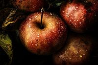 Pommes fraîches avec gouttes de rosée