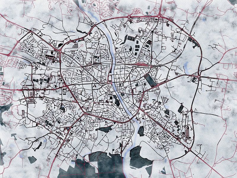 Carte de Laval avec le style 'White Winter' par Maporia