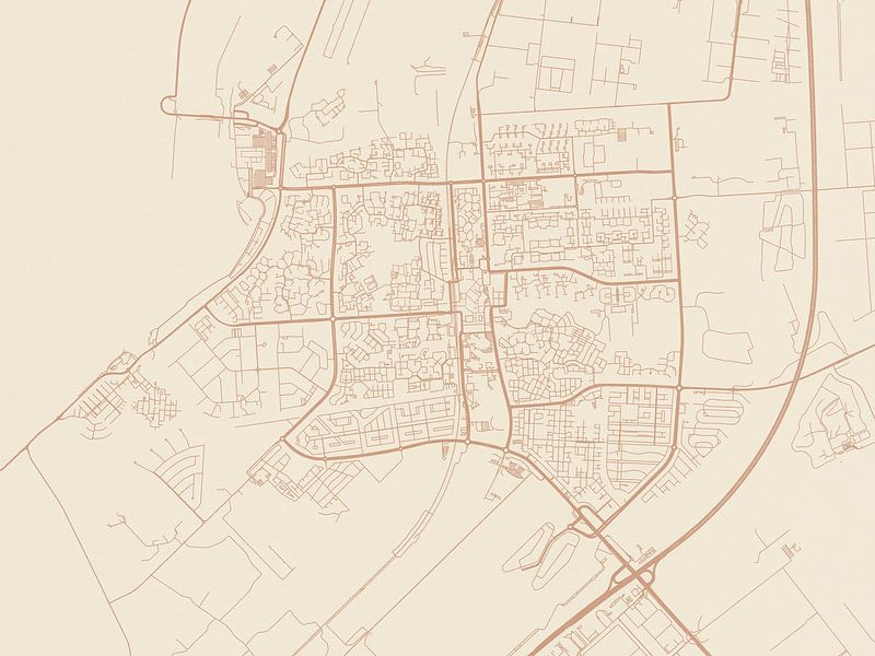 Terracotta-Stil Karte von Lelystad von De Kaartenwinkel