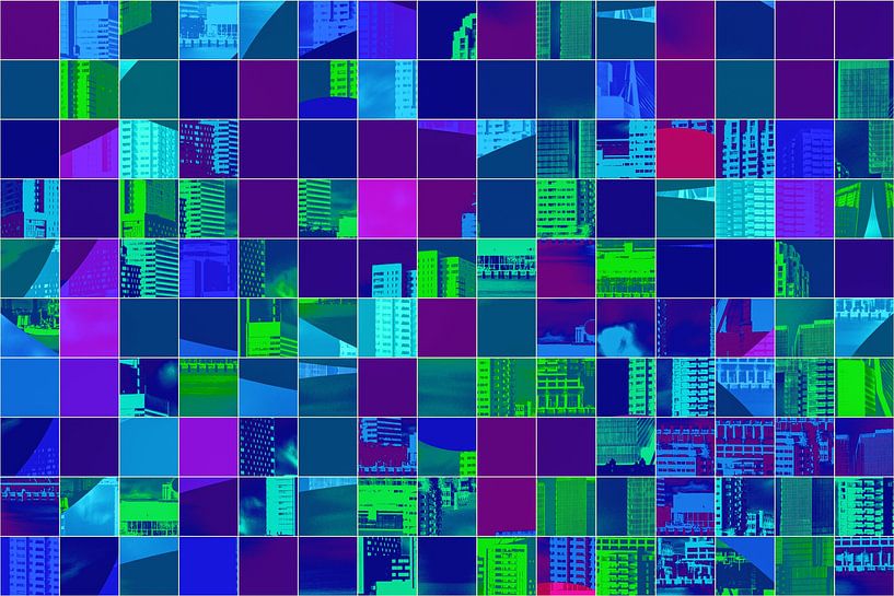 Rotterdams Kop van Zuid in abstrakter Pop-Art von Arjen Roos