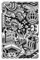 Fantasy Doodle 4 schwarz und weiß