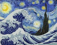 La grande vague sous la nuit étoilée, van Gogh x Hokusai