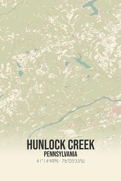 Alte Karte von Hunlock Creek (Pennsylvania), USA. von Ortsdrucke