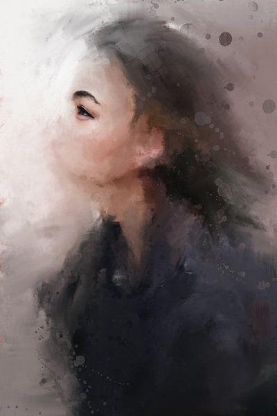 Abstract woman in beautiful natural tones of beige, blue and brown by MadameRuiz