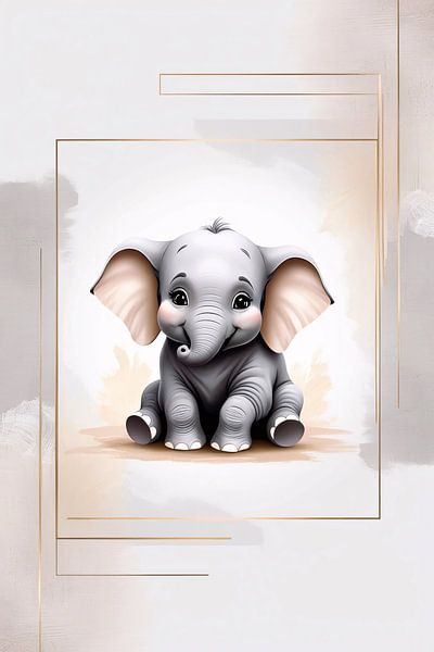 Cute baby elephant digital art by Art & Soul Creations