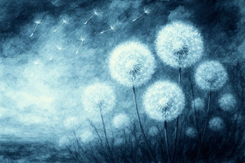 Dandelions and flying seeds by Claudia Gründler