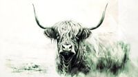 Vache écossaise Highlander art minimal