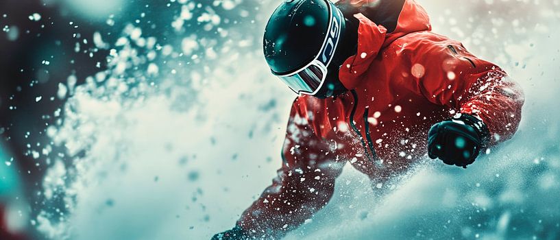Extreme athletes in powder snow by Poster Art Shop