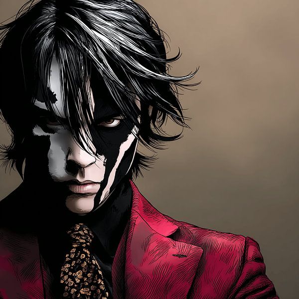 Le silence de l'élégance rouge | Anime Art par KRAB Obscura