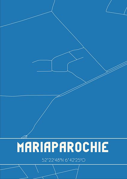 Blaupause | Karte | Mariaparochie (Overijssel) von Ortsdrucke