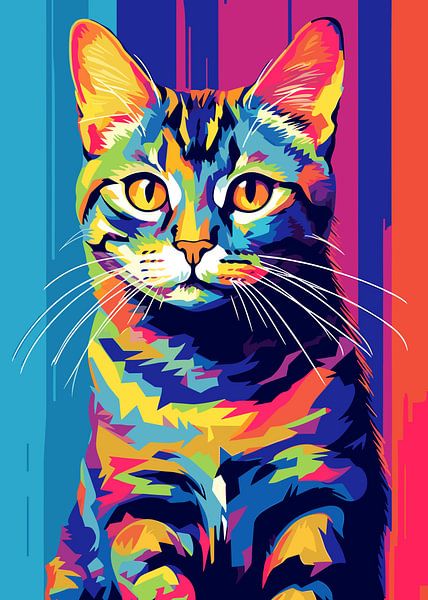 Katze Tier WPAP Pop Art Farbe Stil von Mason Scott
