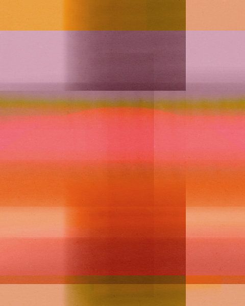 Abstract in neon earth tones. Pink, orange, green, lilac by Dina Dankers