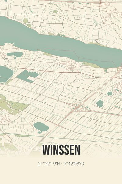 Vieille carte de Winssen (Gueldre) par Affiches de lieux