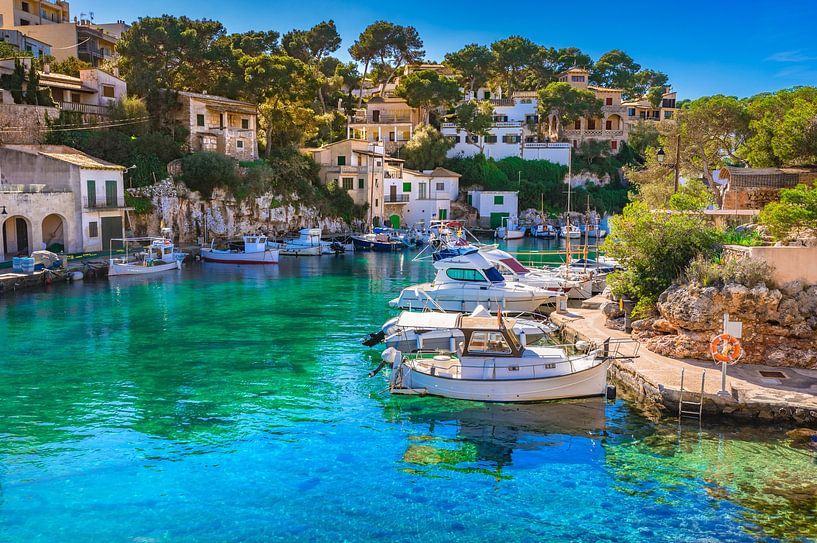 Panoramablick auf altes Fischerdorf und Boote von Alex Winter