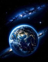 Terre avec galaxie