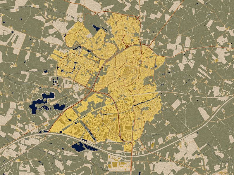 Map of Oldenzaal in the style of Gustav Klimt by Maporia
