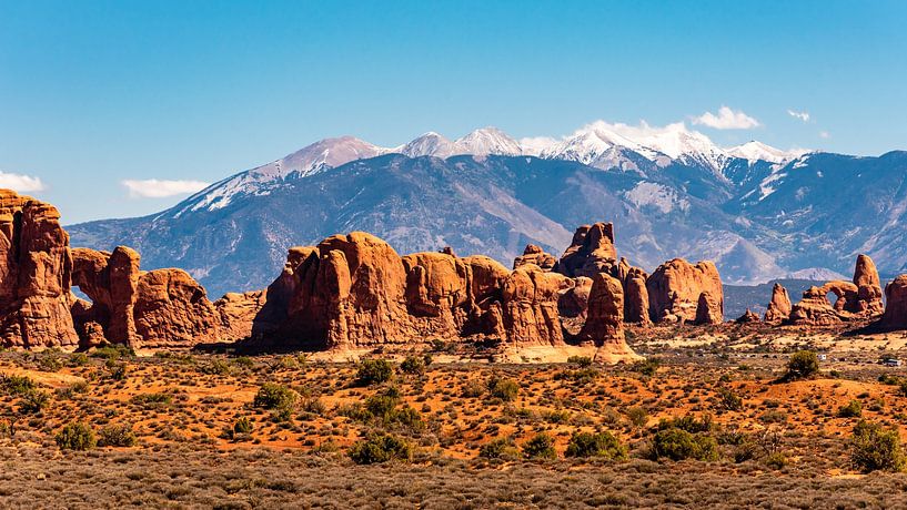 Formations rocheuses dues à l'érosion dans le parc national des Arches, dans l'Utah, aux États-Unis. par Dieter Walther
