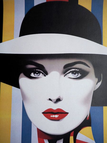 Pop Art Portrait Femme élégante Chapeau Rétro graphique par gm_designs