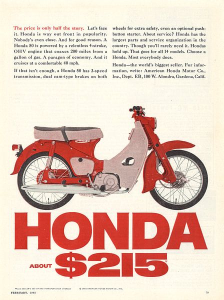 Art vintage print HONDA 1965 by Jaap Ros
