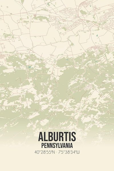 Alte Karte von Alburtis (Pennsylvania), USA. von Ortsdrucke