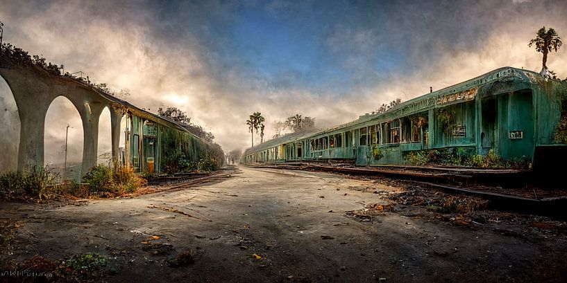 Verlassener Bahnhof aus den 1950er Jahren an der Route 66 von Harry Anders