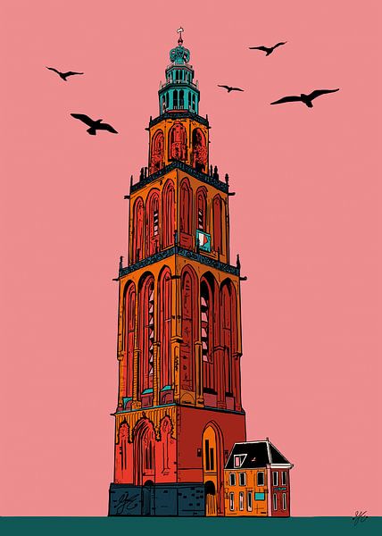 Martini tower Groningen orange by Janet Edens