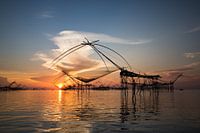 Filets de pêche dans les zones humides de Phattalung, Thaïlande