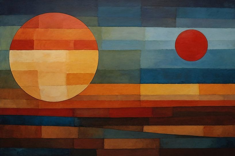 Sonnenuntergang im Stil von Paul Klee von Art & Soul Creations